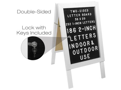 Excello Global Products Indoor/Outdoor Sidewalk A-Frame Board, 20" x 27", White (EGP-HD-0084-WHT)