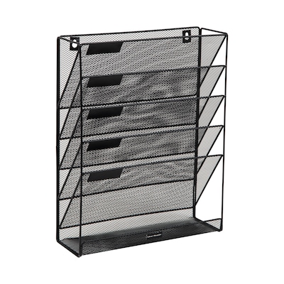 Mind Reader 5-Pocket Metal Mesh Mountable Wall File, Letter Size, Black (MAGSTACK-BLK)