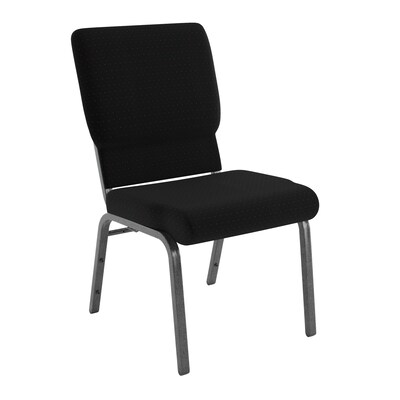 Flash Furniture HERCULES Series Fabric Church Stacking Chair, Black Patterned/Silver Vein Frame, 4 Pack (4FCH185SVJP02)