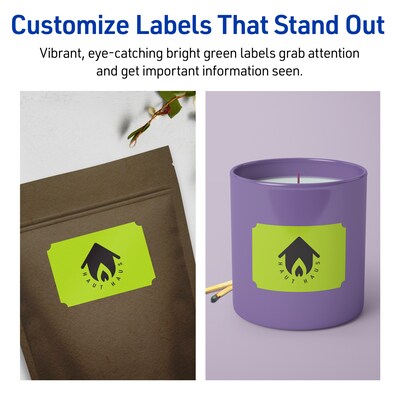 Avery Laser/Inkjet Multipurpose Decorative Edge Labels, 2" x 3", Bright Green, 80/Pack (94267)