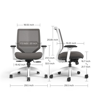 Union & Scale™ Lewis Ergonomic Mesh Back Computer and Desk Chair, Charcoal (UN55655-CC)