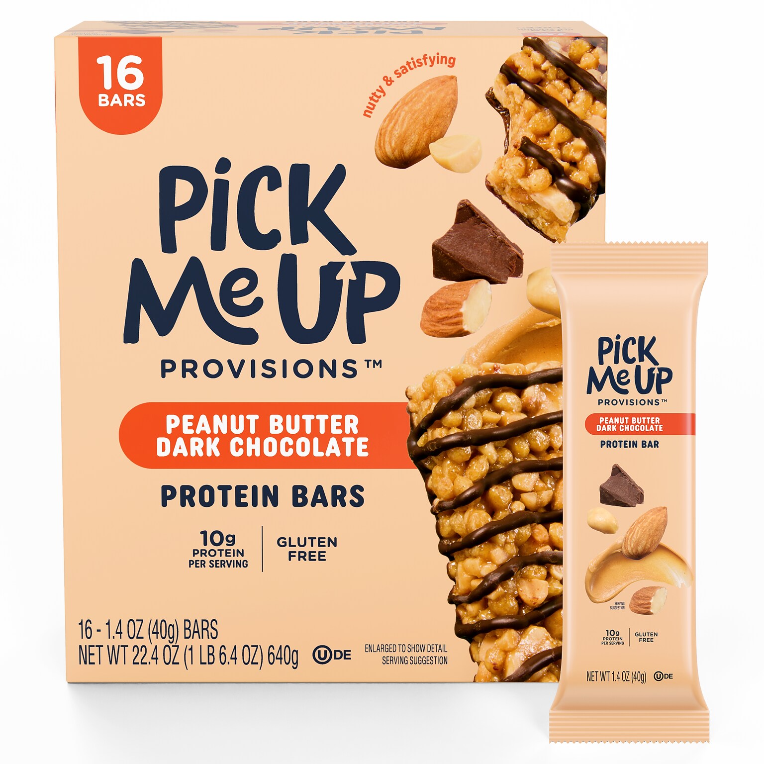 Pick Me Up Provisions™ Gluten Free Peanut Butter Dark Chocolate Protein Bar, 1.4 oz., 16 Bars/Box (PM63400)