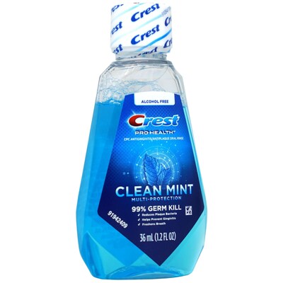 Crest Pro-Health Multi-Protection Mouthwash, 1.22 oz Travel Size Bottle, 18 Bottles/Bag, 12 Bags/Car