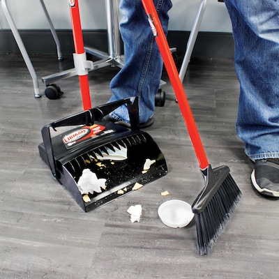 Libman Broom with Dustpan, Black/Red, 2/Carton (919)