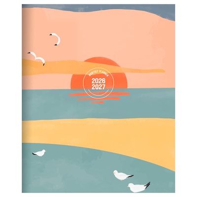 2026-2027 TF Publishing Sunset & Seagulls 6.5” x 8” Sunset & Seagulls Academic Monthly Planner, Paperboard Cover (AY27-4210)