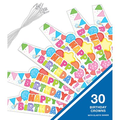 Carson-Dellosa Happy Birthday Crowns, 14.5" x 5.12",  30/Pack, 2/Bundle (CD-101100-2)