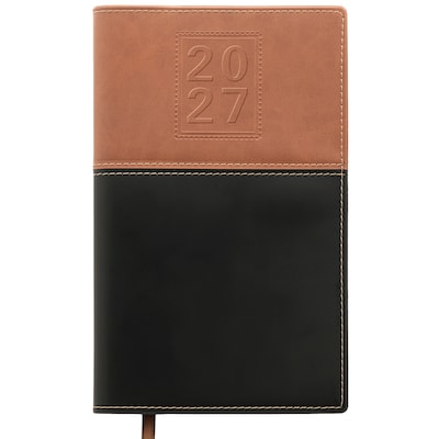 2026-2027 Excello Brands 5 x 8 Weekly & Monthly Planner, Paperboard Cover, Black/Brown (RRY27-PKT58-BN)