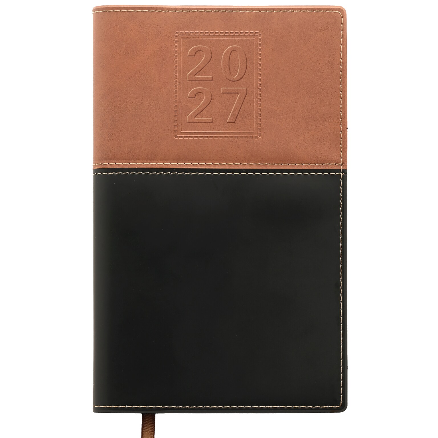 2026-2027 Excello Brands 5 x 8 Weekly & Monthly Planner, Paperboard Cover, Black/Brown (RRY27-PKT58-BN)