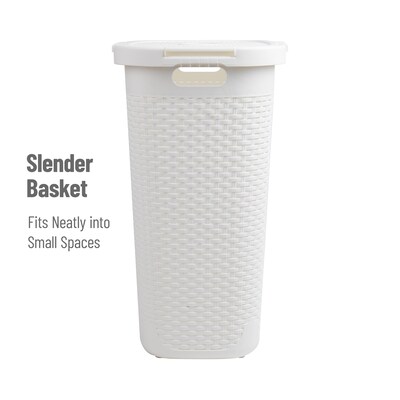 Mind Reader 15.8 Gallon Hamper with Lid, Plastic, White, 3/Pack (3PK60HAMP-WHT)
