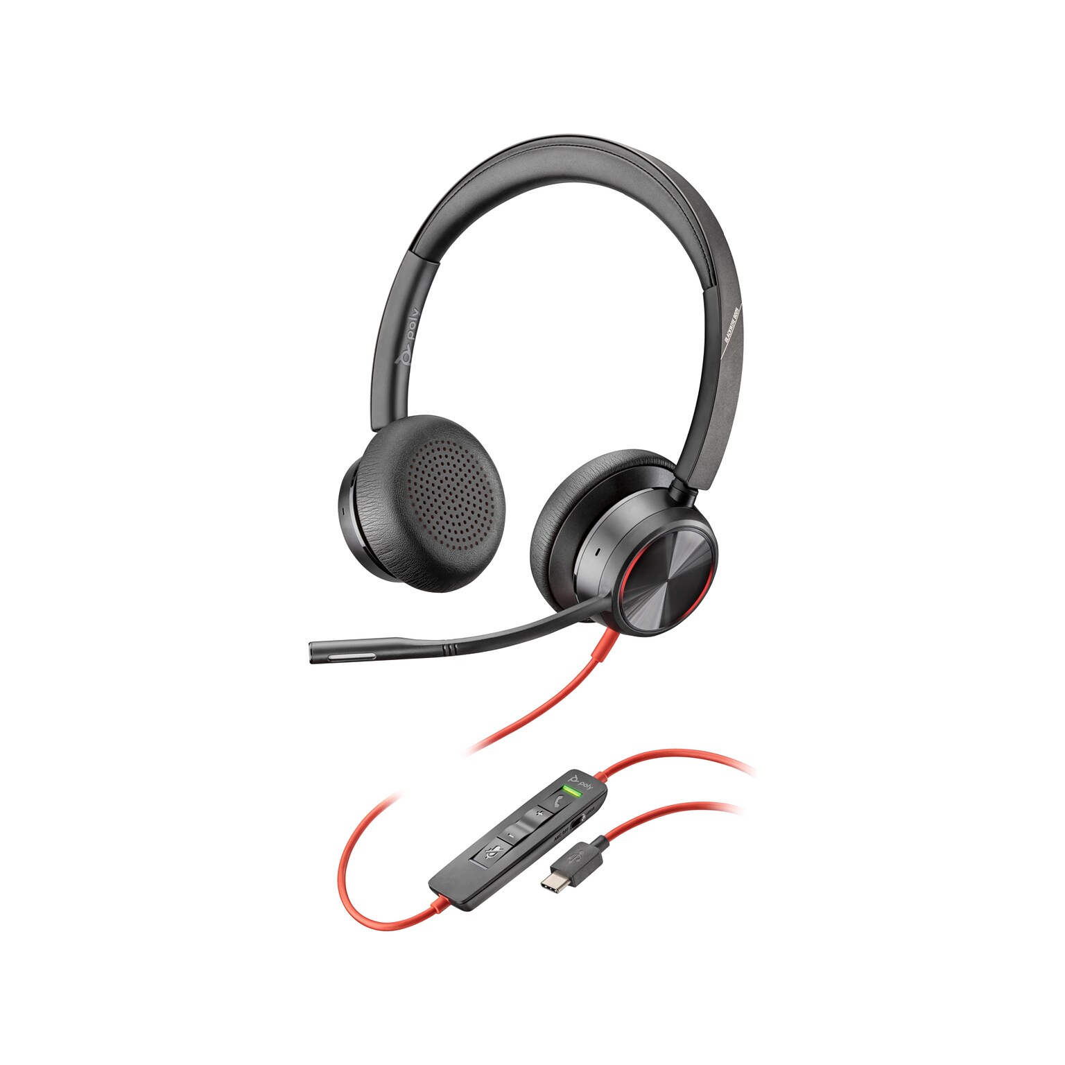 Poly Blackwire 8225 Noise Canceling Stereo Headset, USB-C/USB-A, UC Certified (8X223AA)