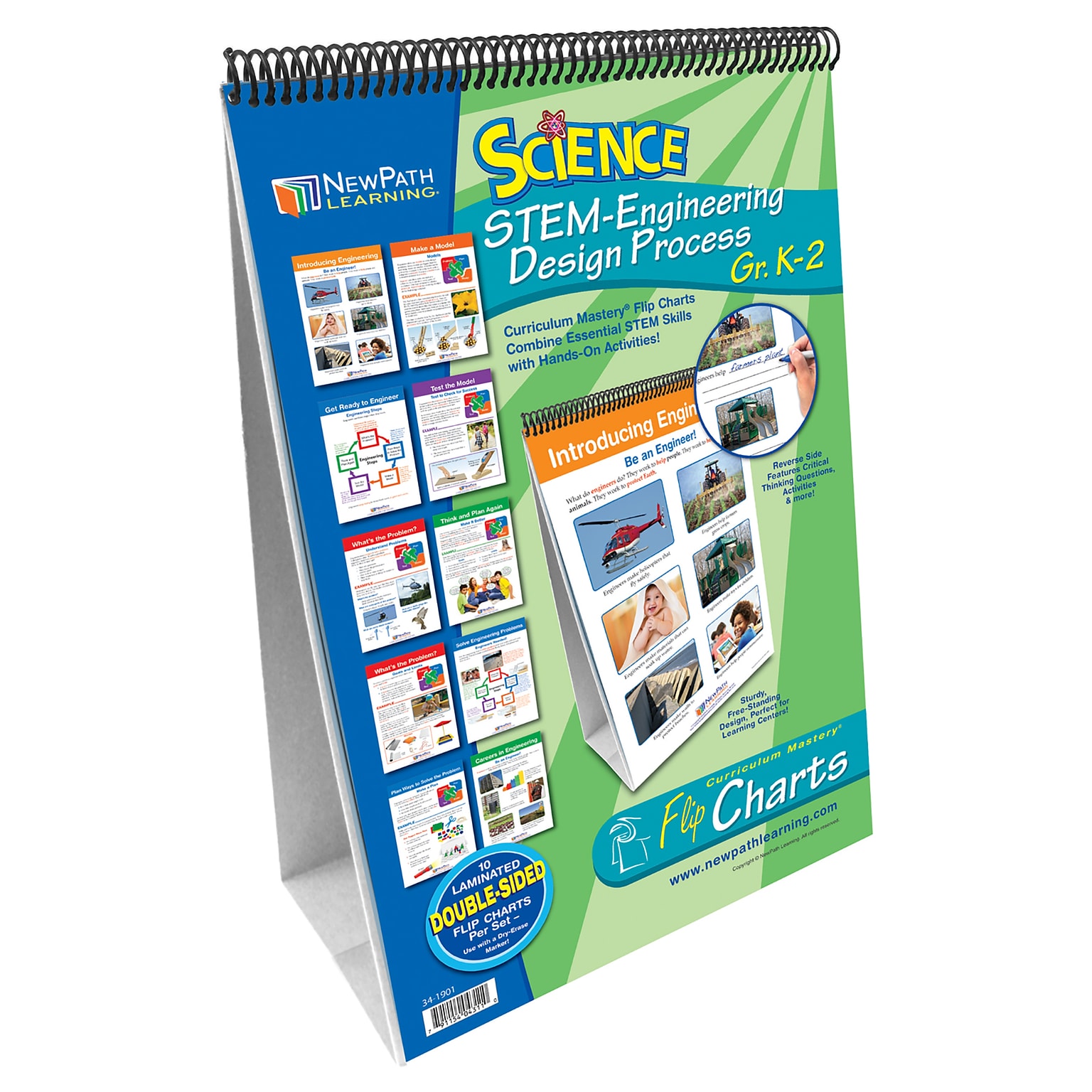 NewPath Learning STEM Engineering Design Process Classroom Flip Charts, Tabletop, 12 x 18, 10/Set (NP-341901)