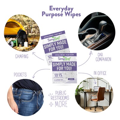 Simpleaf Lavender Scented Flushable Wipes, 30 Single Wipes/Box, 6 Boxes/Carton (S-006-180counts)