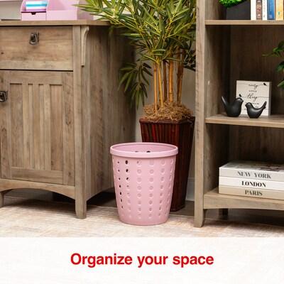 Staples Plastic Trash Can, 2.8 Gallon, Dusty Pink, 3/Pack (ST63899)