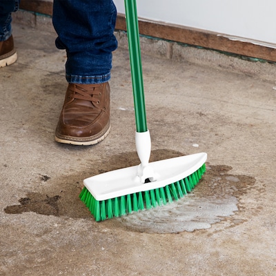 Libman No Knees Floor Scrub, Steel Handle, 11", Green/ White, 4/Carton (0122)