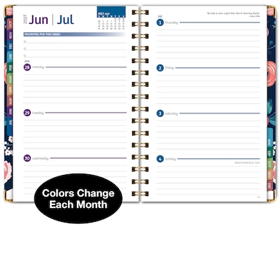 2027 Excello Brands 6" x 8" Weekly & Monthly Standard Planner, Paperboard Cover, Navy Floral (FSHN-CY27-58-84)