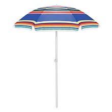 Portable Beach Umbrella, (Multicolor Stripe Pattern)