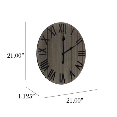 Elegant Designs Handsome 21 Rustic Farmhouse Wood Wall Clock, Rustic Gray (HG2004-RGY)