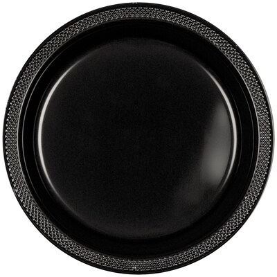 Party City 7 Plastic Plates, Black, 20 Plates/Pack (AM431755-10-ST)
