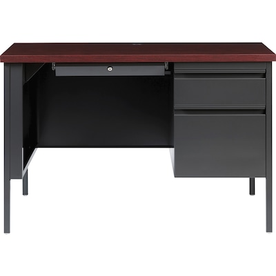Lorell Fortress Series 46 W Right Single-Pedestal Desk, Black/Brown (LLR66949)