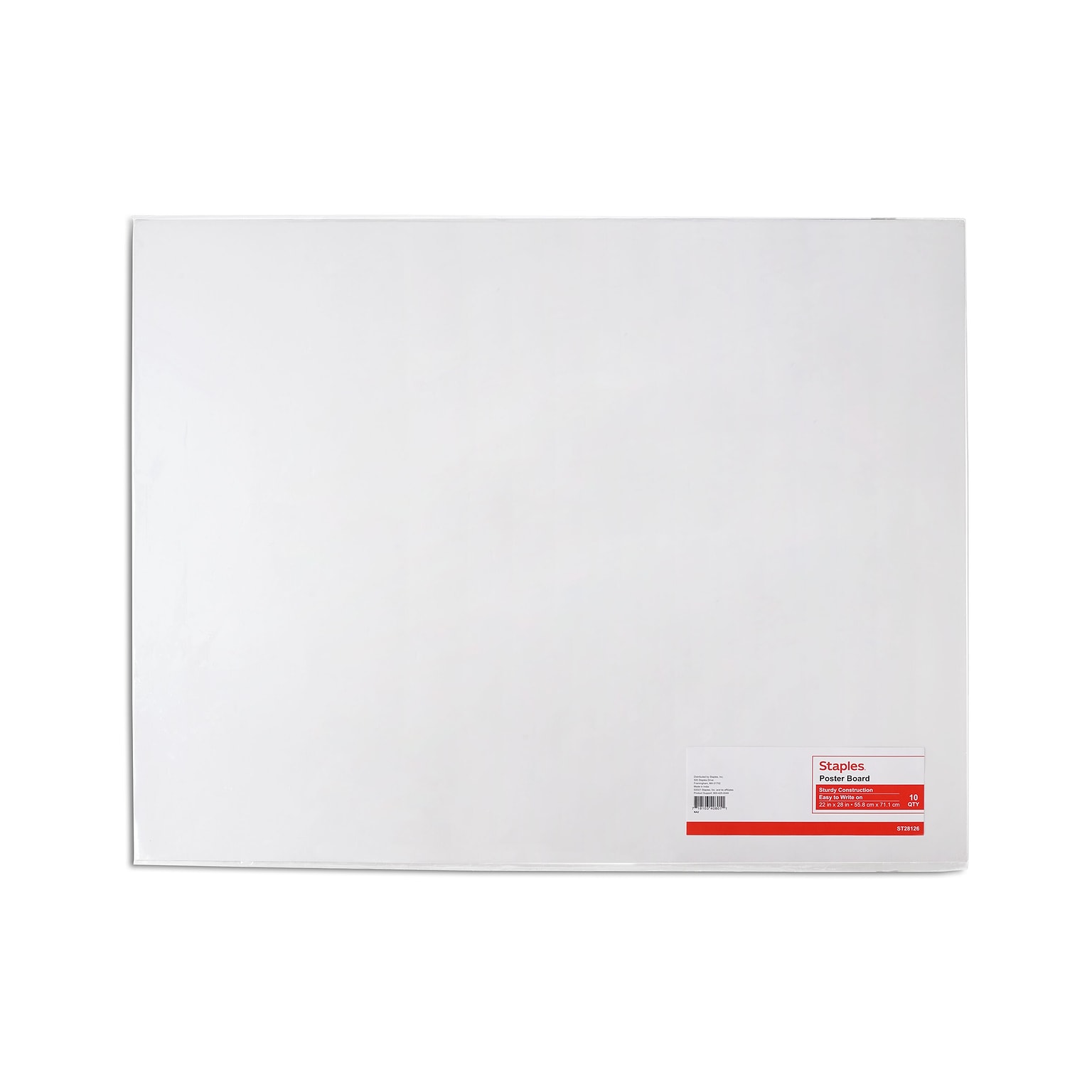 Staples Premium Poster Board, 22 x 28, White, 5/Pack (28128)