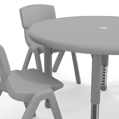 Flash Furniture Emmy 33" Round Activity Table Set, Height Adjustable, Soft Gray (YCX73RNDTBSGYE)
