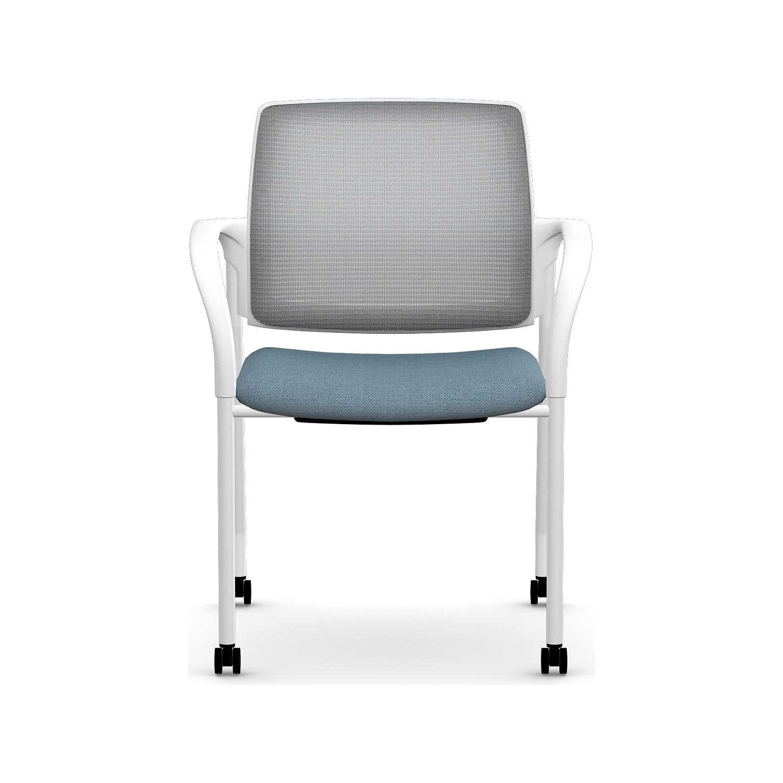 HON Ignition Fabric/Mesh Multipurpose Stacking Chair, Carolina/Designer White (HIGS6.F.H.IF.HAML21.PK7)