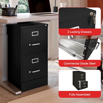 Quill Brand® 2-Drawer Vertical File Cabinet, Locking, Letter, Black, 25"D (25157D)