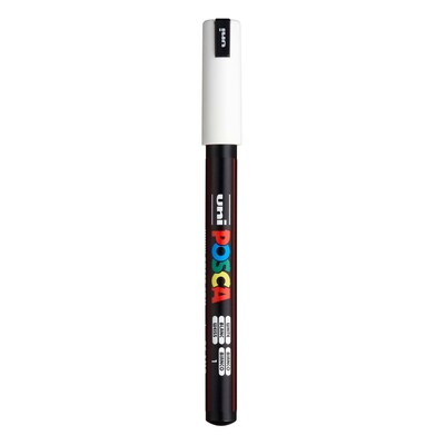 POSCA PC-1MR Water Based Paint Marker, Extra Fine Pin Tip, White, 2/Pack (UBCPC1MRWHITE-2)