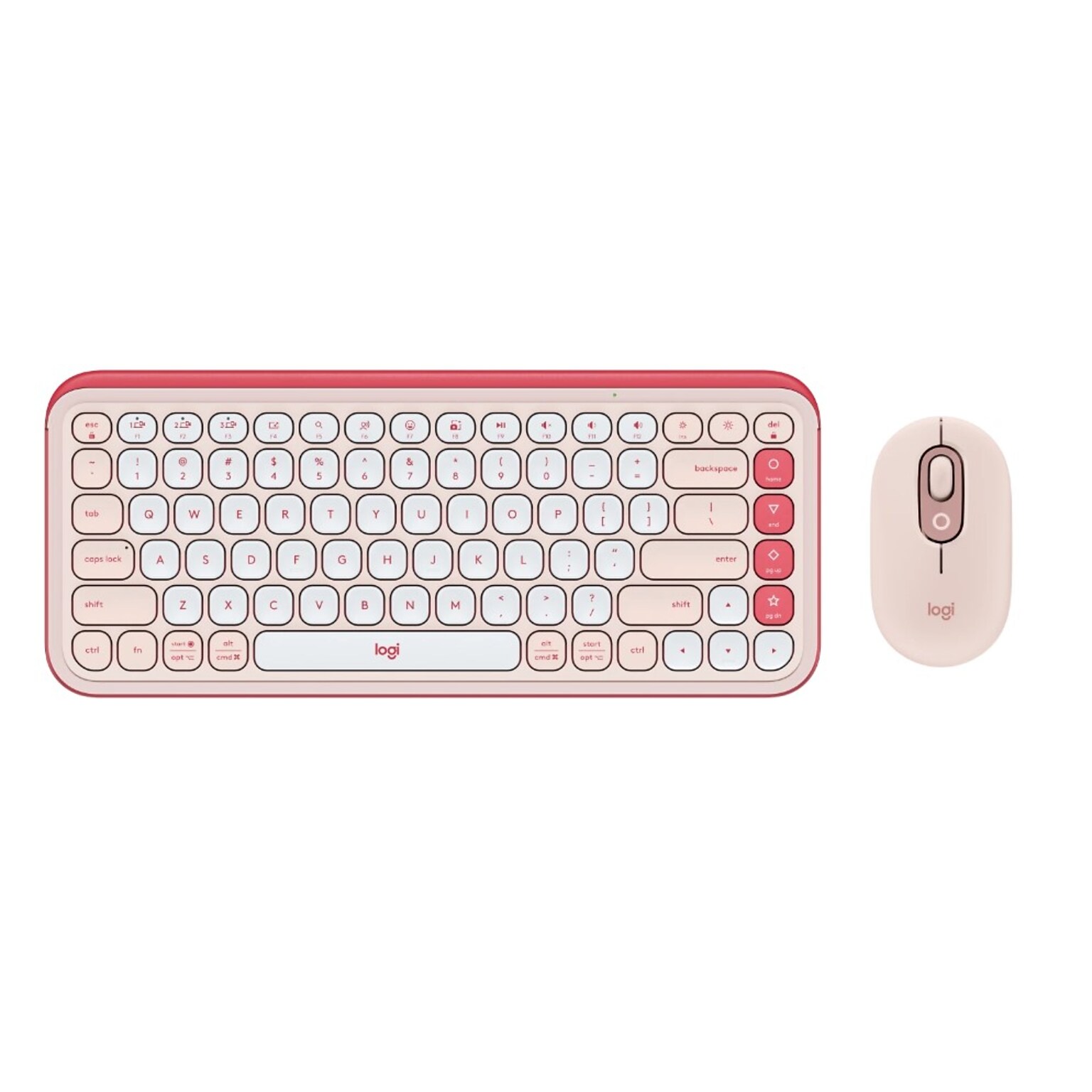 Logitech POP Icon Wireless Keyboard and Optical Mouse Combo, Rose and Off-White (920-013105)