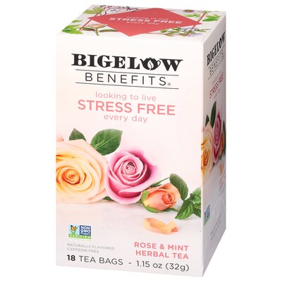 Bigelow Benefits Decaf Rose Mint Tea Bags, 18/Box (01027)