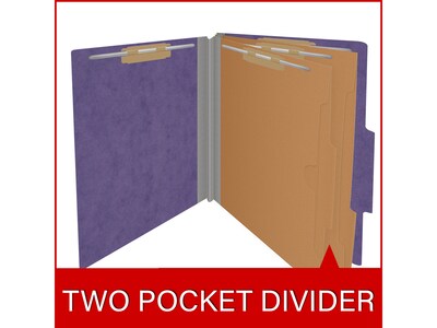 Medical Arts Press Pressboard Classification Folder, 2-Dividers, 2" Expansion, Letter Size, Purple, 10/Box (DV-T42-26-3PRP-PKT)
