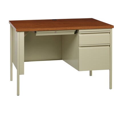 Lorell Fortress 45.5W Office Desk, Putty/Oak (LLR66947)