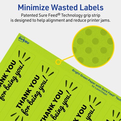 Avery Rectangle Multipurpose Labels, 9.75" x 1.25", Bright Green, 200/Pack (94262)