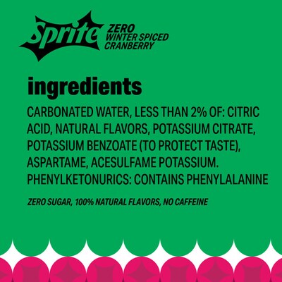 Sprite Zero Sugar Winter Spiced Cranberry, 12 oz., 24 Cans/Pack (A-0023213)