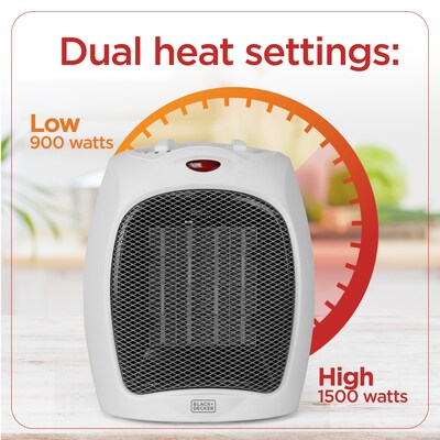 Black & Decker 1500-Watt Portable Ceramic Electric Heater, White (BHDC500W46)