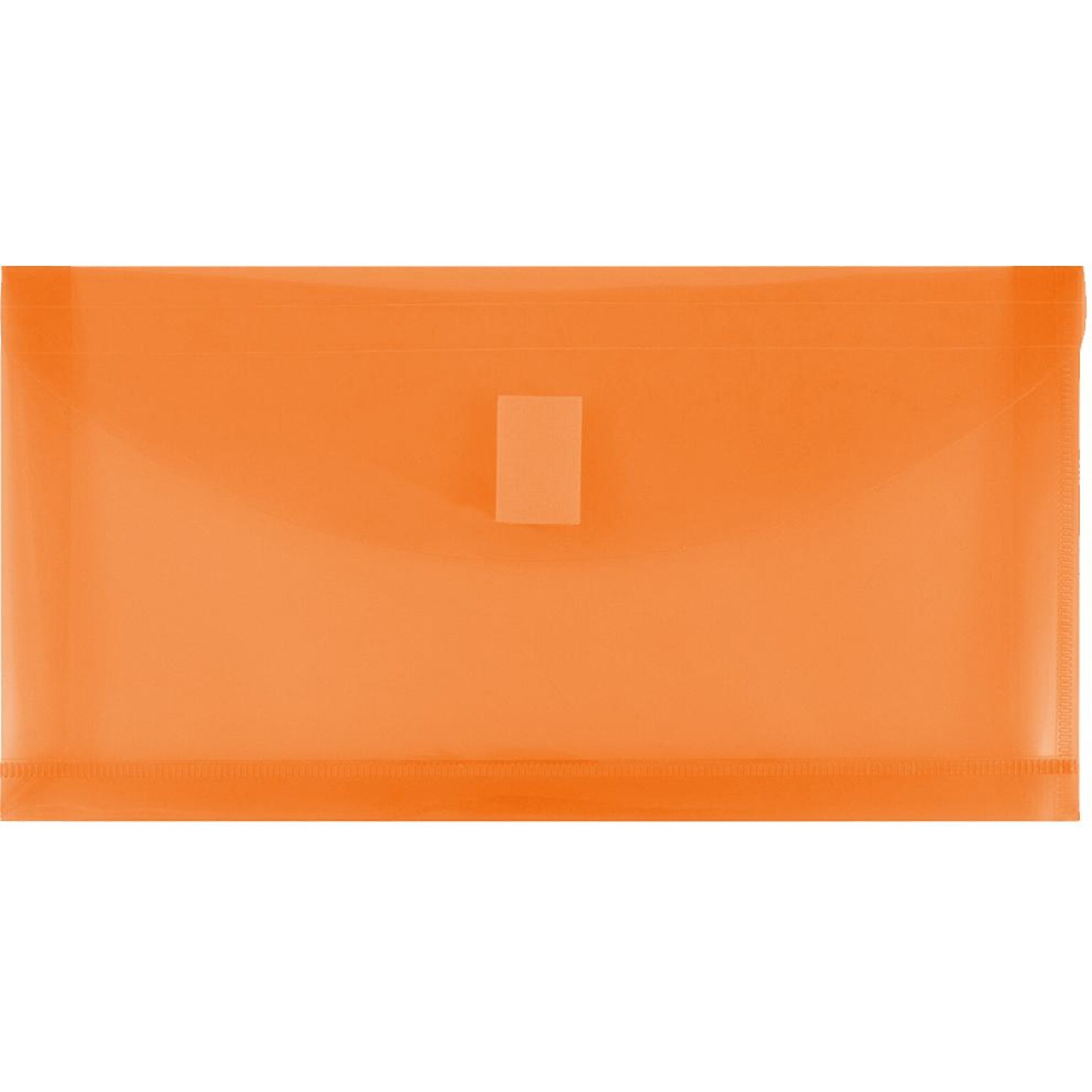JAM Paper Premium Plastic Filing Envelope with Hook & Loop Closure, 5 1/4 x 10, Orange, 3/Pack (921V1ORX3)