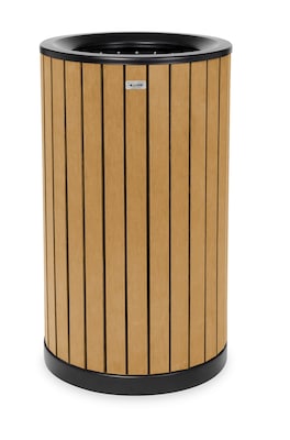Alpine Industries Steel Outdoor Trash Can with Open Lid, 32 Gallon, Cedar (ALP4400-01-CD)