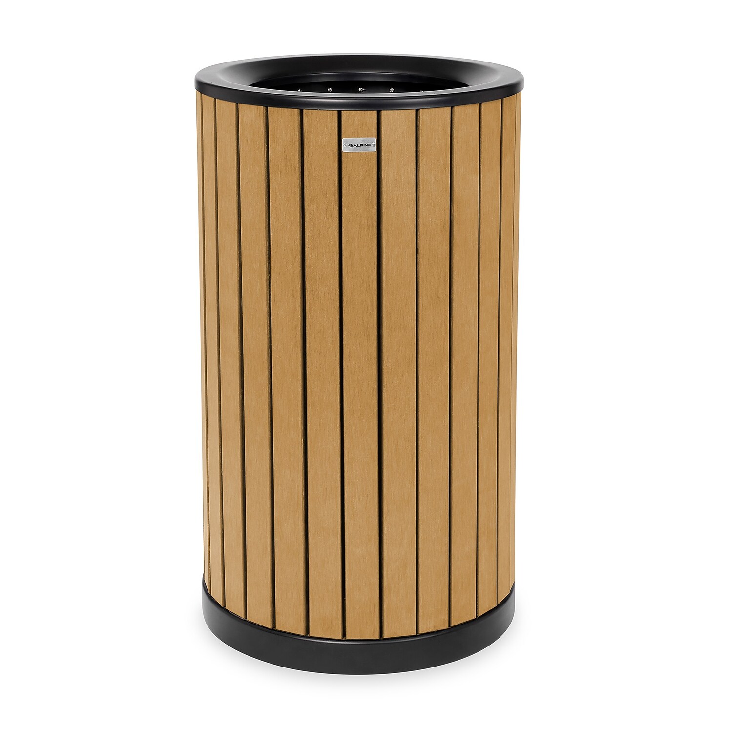 Alpine Industries Steel Outdoor Trash Can with Open Lid, 32 Gallon, Cedar (ALP4400-01-CD)