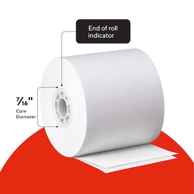 Staples Carbonless POS Roll 2-Ply White 3 x 100 Ft for Credit Card Terminals, 1 Roll