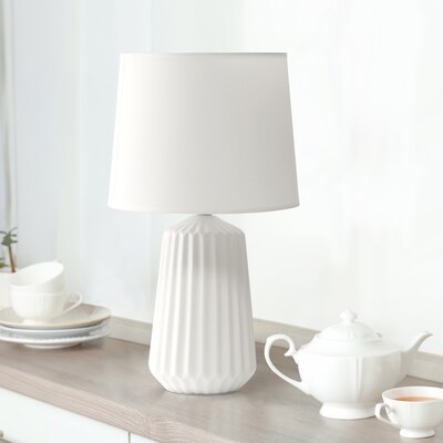 Simple Designs Off White Pleated Base Table Lamp (LT1119-OFF)