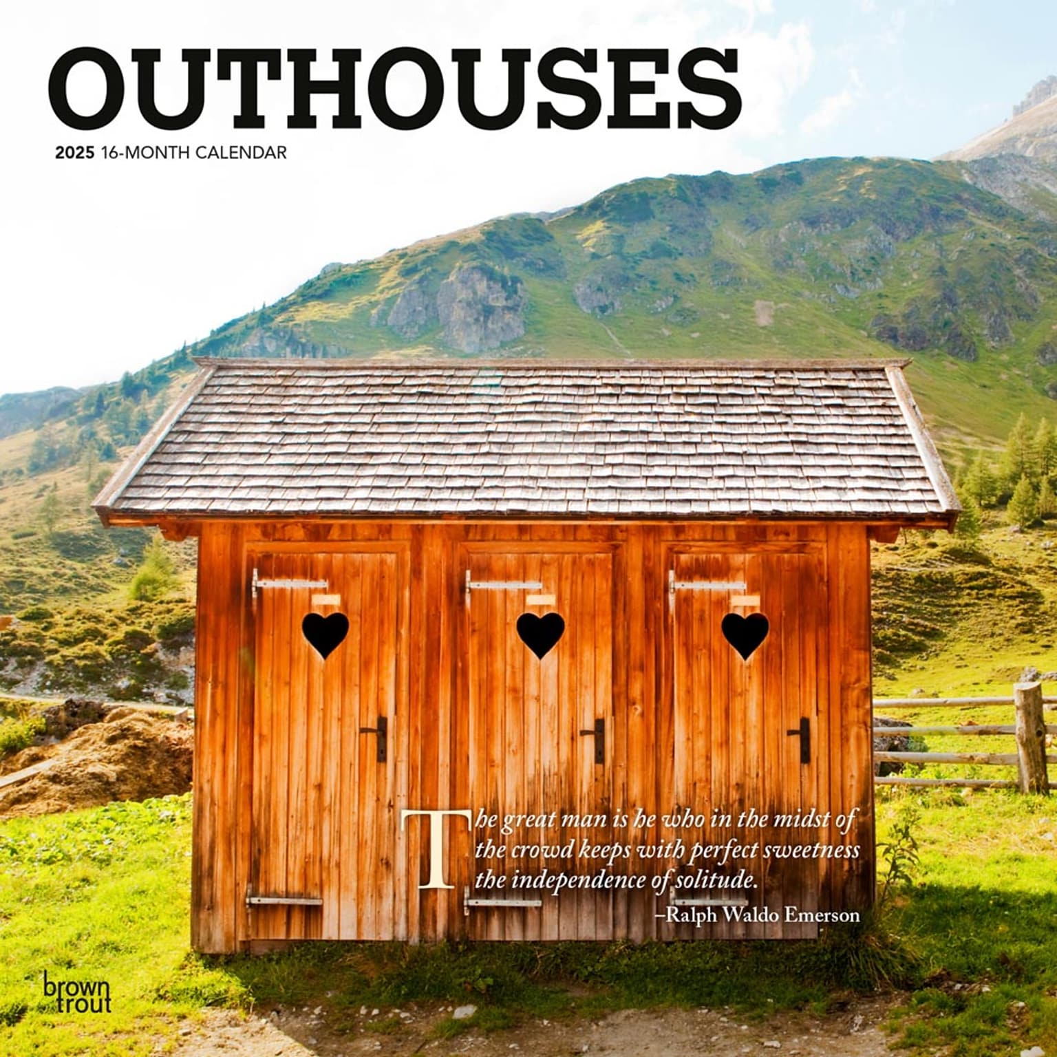 2025 BrownTrout Outhouses 12 x 12 Monthly Wall Calendar (9781975477493)