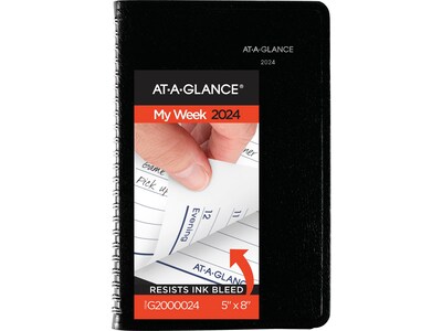 2024 AT-A-GLANCE DayMinder 5 x 8 Weekly Appointment Book Planner, Black (G200-00-24)