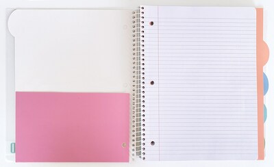 Carolina Pad Noted Premium 5-Subject Subject Notebooks, College Ruled, 150 Sheets, Assorted Colors (17514)