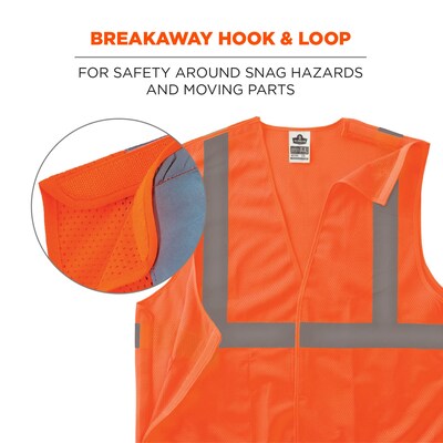 Ergodyne GloWear 8215BA High Visibility Sleeveless Safety Vest, ANSI Class R2, Orange, Large (21065)