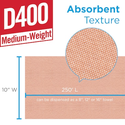 Brawny Professional D400 Disposable Cleaning Towel, 250" x 10", Orange, 6/Carton (20067)