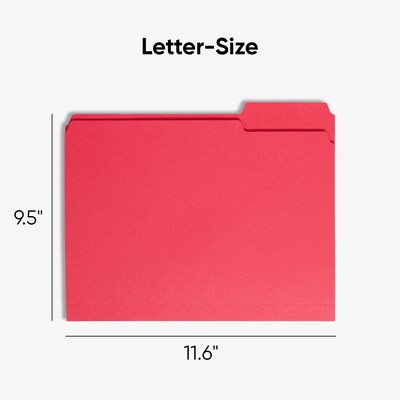 Smead Recycled File Folder, 1/3-Cut Tab, Letter Size, Red, 100/Box (12743)