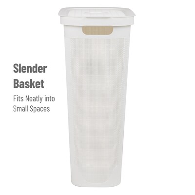 Mind Reader 10.57-Gallon Hamper with Lid, Plastic, White (40FABHAMP-WHT)