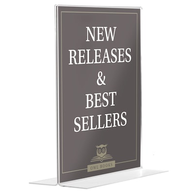 Excello Global Products T-Shape 8.5" x 11" Anti-Glare Sign Holder, Clear (SH-T8511)