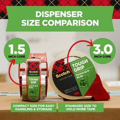 Scotch Heavy Duty Packing Tape with Dispenser, 1.88" x 38.2 yds., Clear, 2/Pack (MMM3500S21RD)