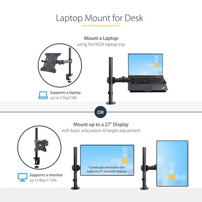 StarTech Laptop Desk Mount 34 for Laptops, Black (A-LAPTOP-DESK-MOUNT)